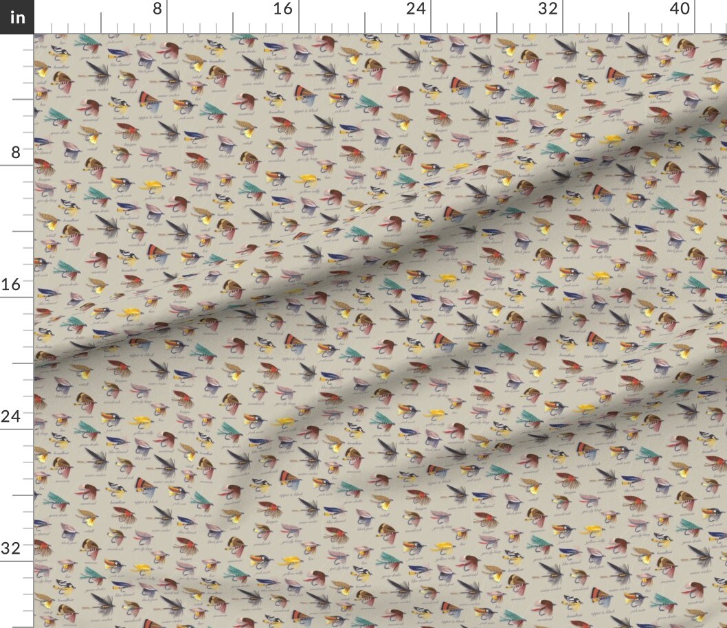 Various Fabrics by the Yard or Fat Quarter Trout Small Scale Tan Sports Fly Fishing Masculine Recreation Custom Printed Fabric by Spoonflower