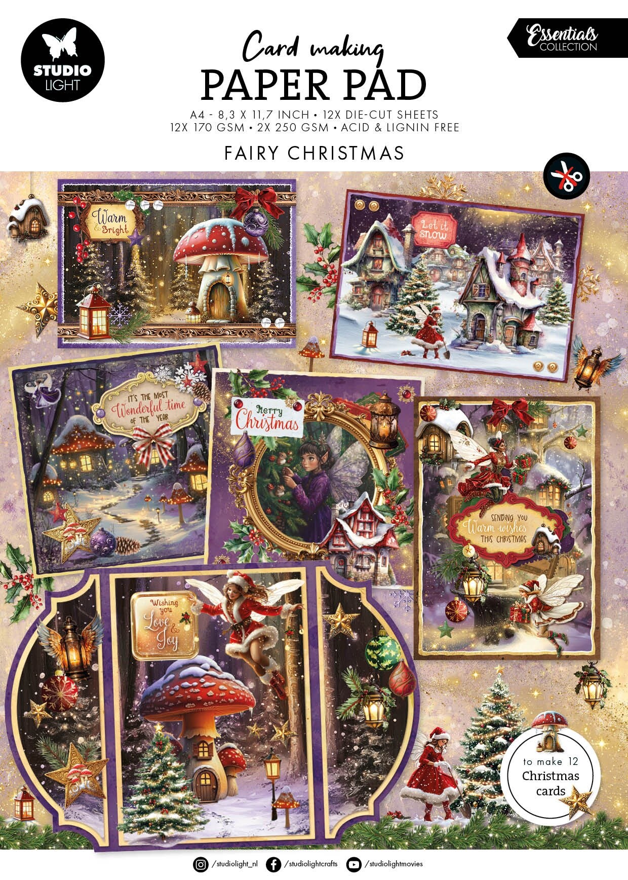 Studio Light Card Making Pad 8.27&#x22;X11.58&#x22; 14/Pkg-Fairy Christmas