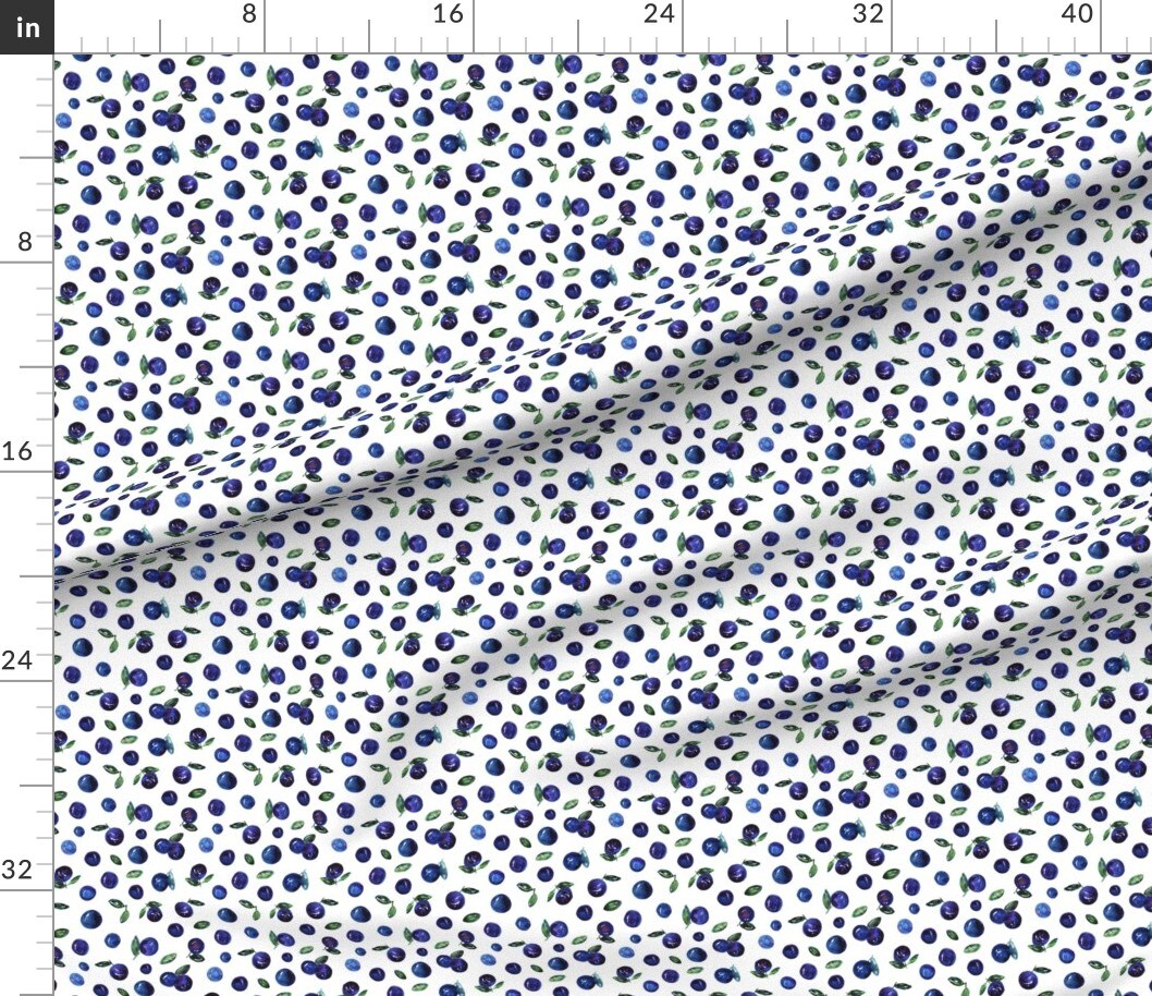 Various Fabrics by the Yard or Fat Quarter Watercolor Blueberries Berry Blueberry Fruit Nature Custom Printed Fabric by Spoonflower