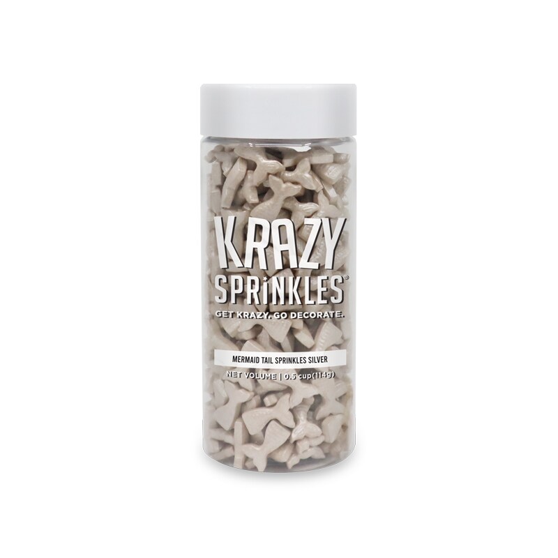 Krazy Sprinkles - Silver Mermaid Tails (1/2 Cup, 1x Jar) for Cakes, Ice Cream &#x26; Cookies