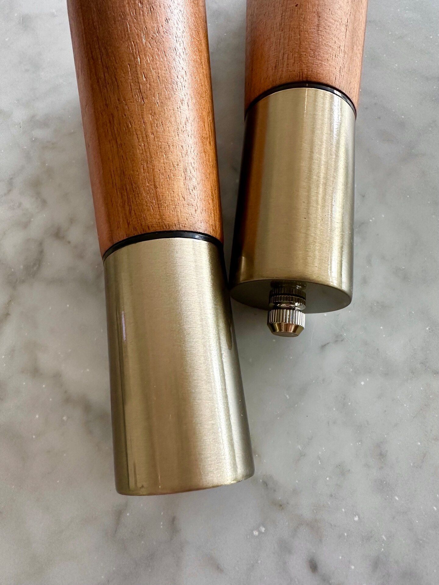 Acacia Wood & Stainless Steel Salt and Pepper Shaker Set – Elegant and Functional