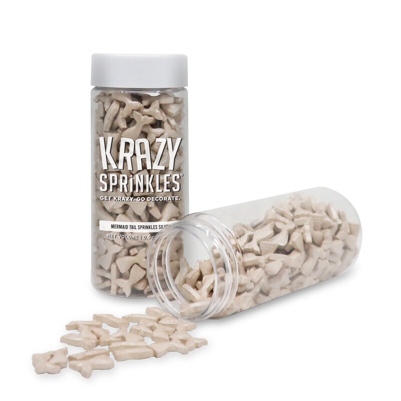 Krazy Sprinkles - Silver Mermaid Tails (1/2 Cup, 1x Jar) for Cakes, Ice Cream &#x26; Cookies