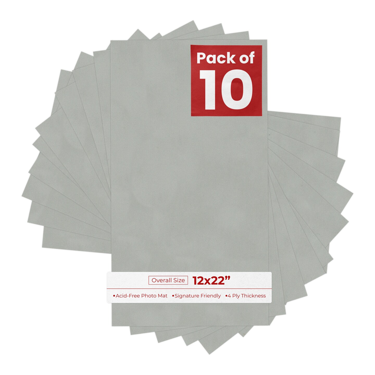 Light Grey Suede 12x22 Uncut Mat Board - Blank Sheets, No Opening