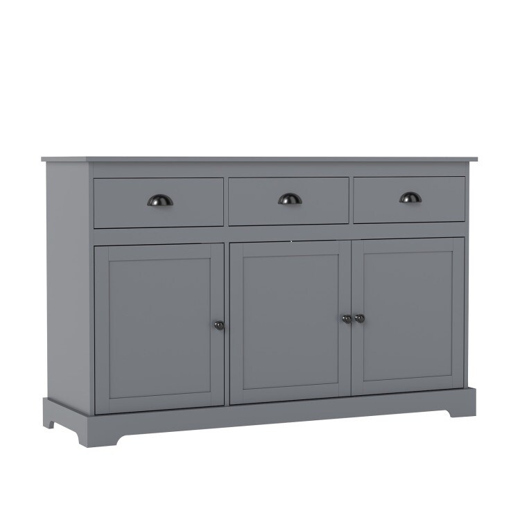 Buffet Storage Cabinet with Three Drawers and Adjustable Shelving