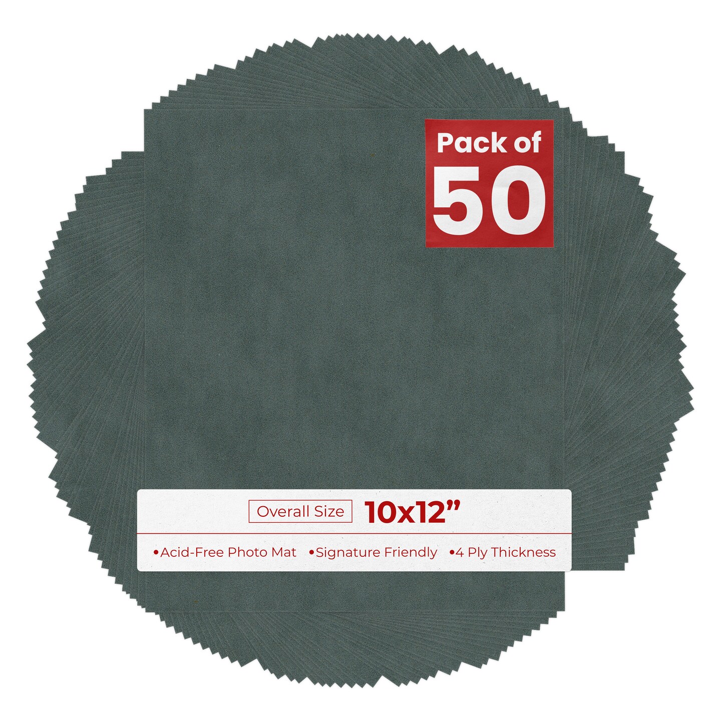 Dark Grey Suede 10x12 Uncut Mat Board - Blank Sheets, No Opening