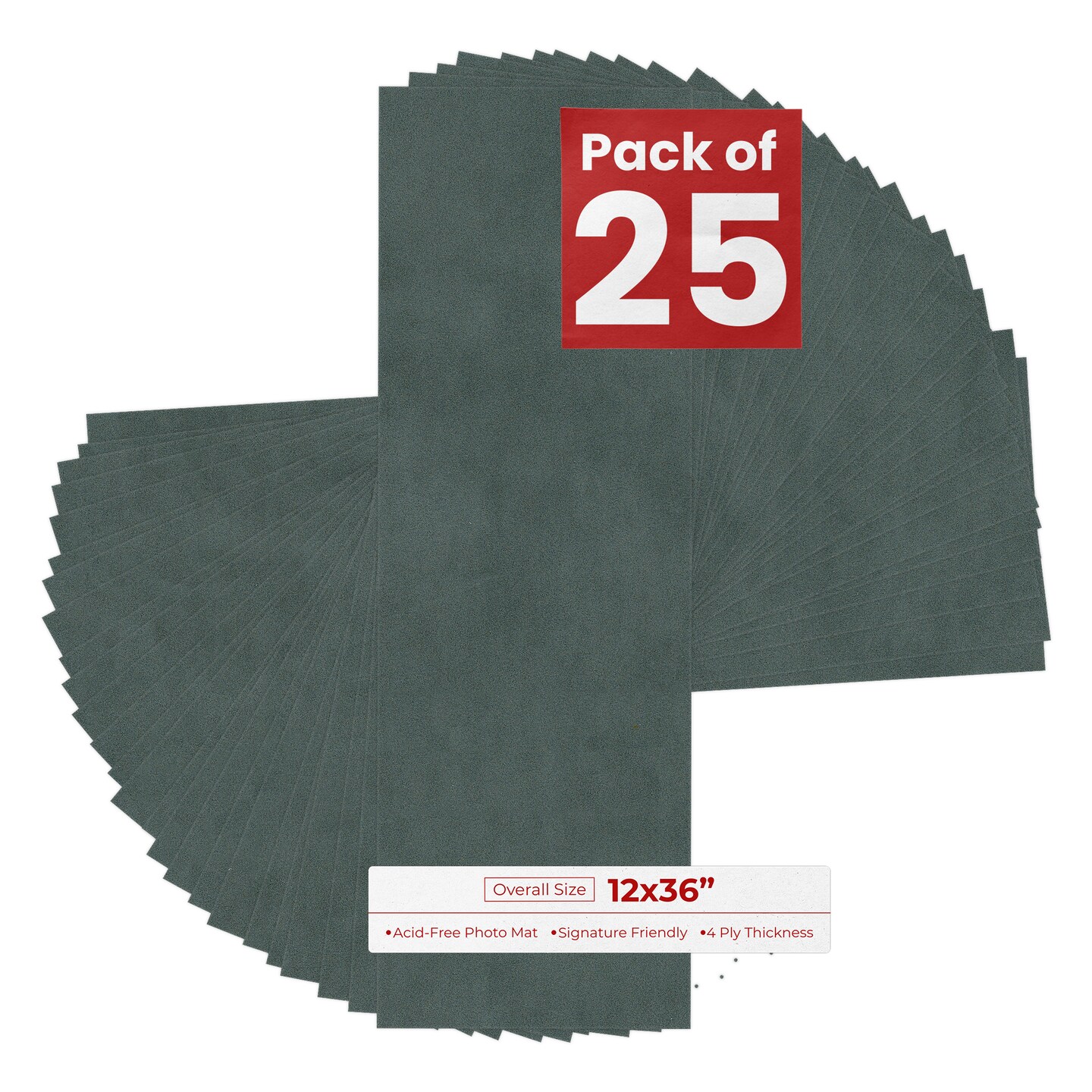 Dark Grey Suede 12x36 Uncut Mat Board - Blank Sheets, No Opening
