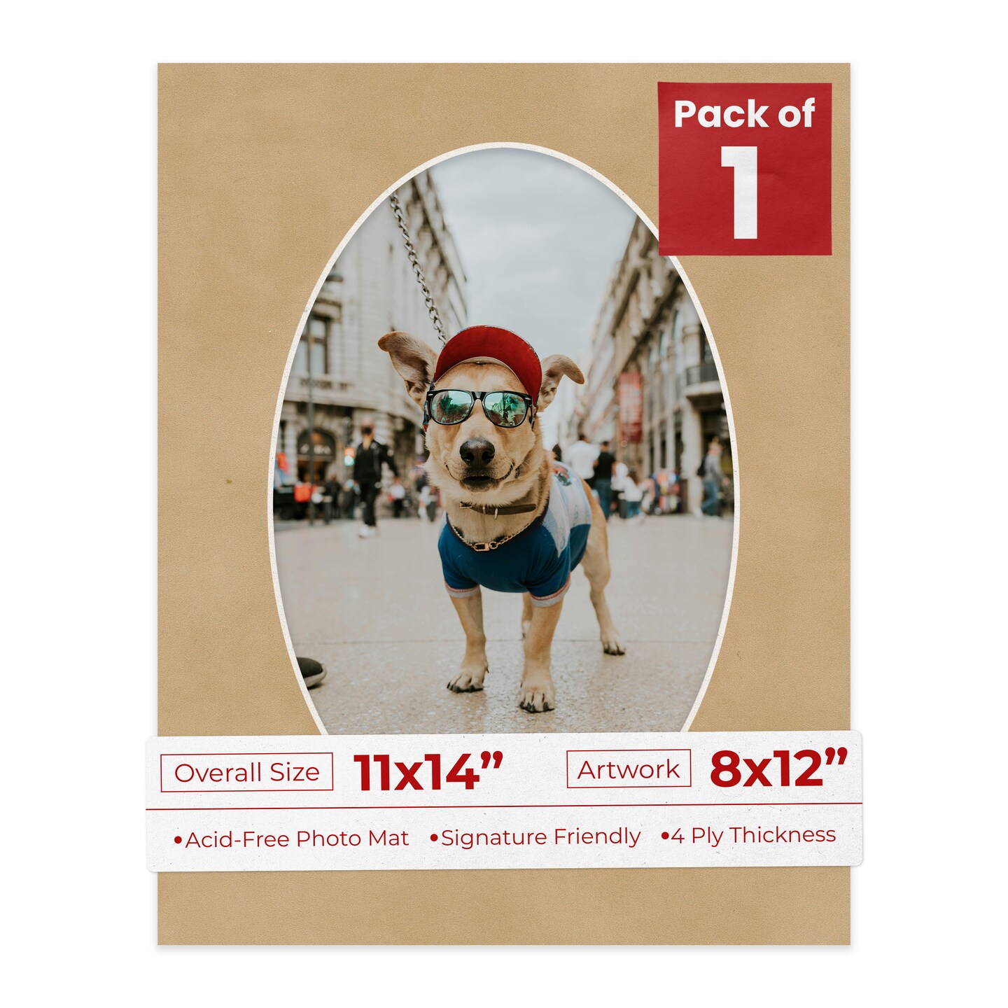 Beige Suede Mat Board for 11x14 Frames - Oval Opening for 8x12 Photos