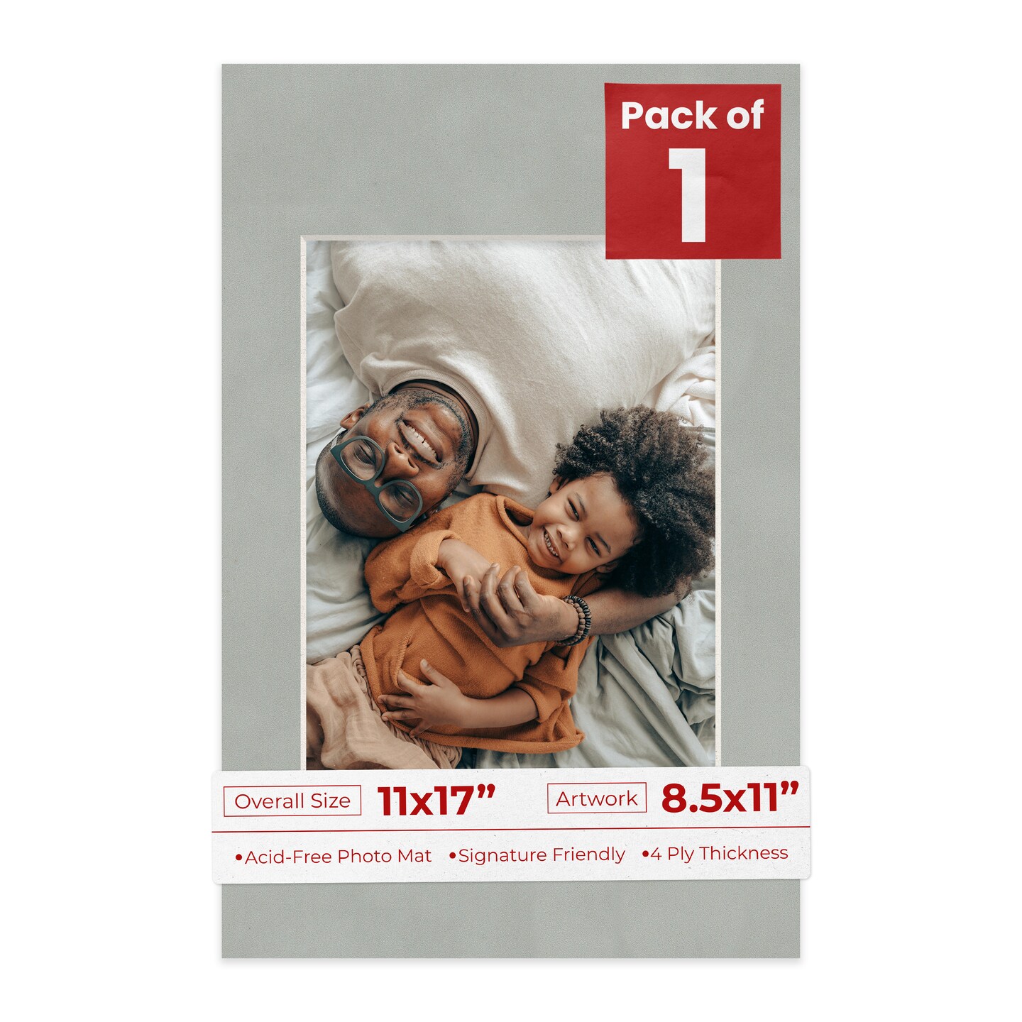 Light Grey Suede Mat Board for 11x17 Frames - Fits 8.5x11 Photos