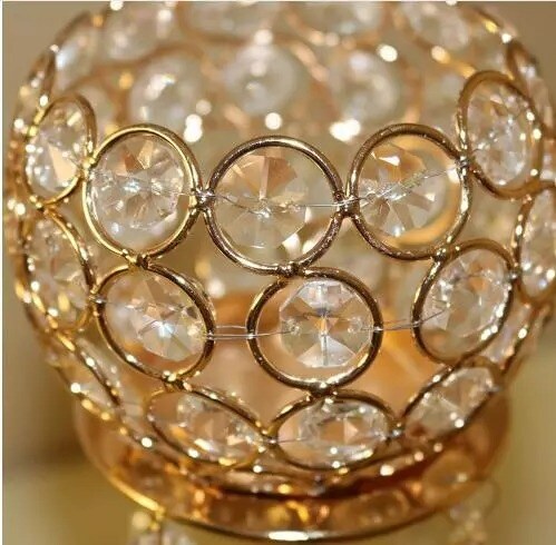27&#x22; wide Gold Horizontal Candle Holder Crystal Beads Wedding Home Centerpiece