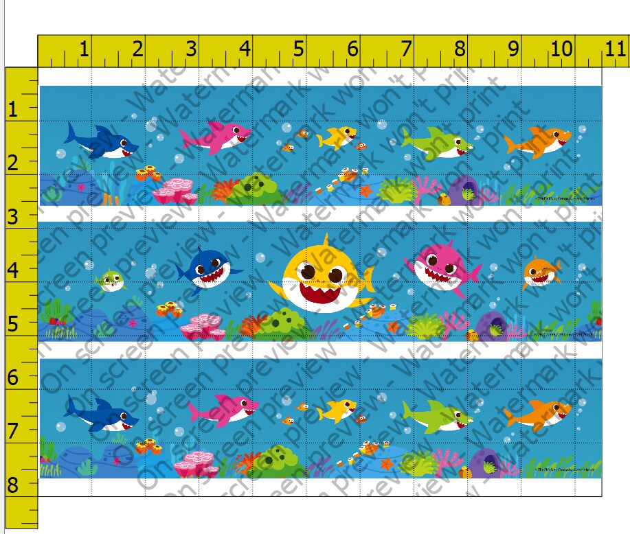 Baby Shark Edible Cake Topper Image Strips