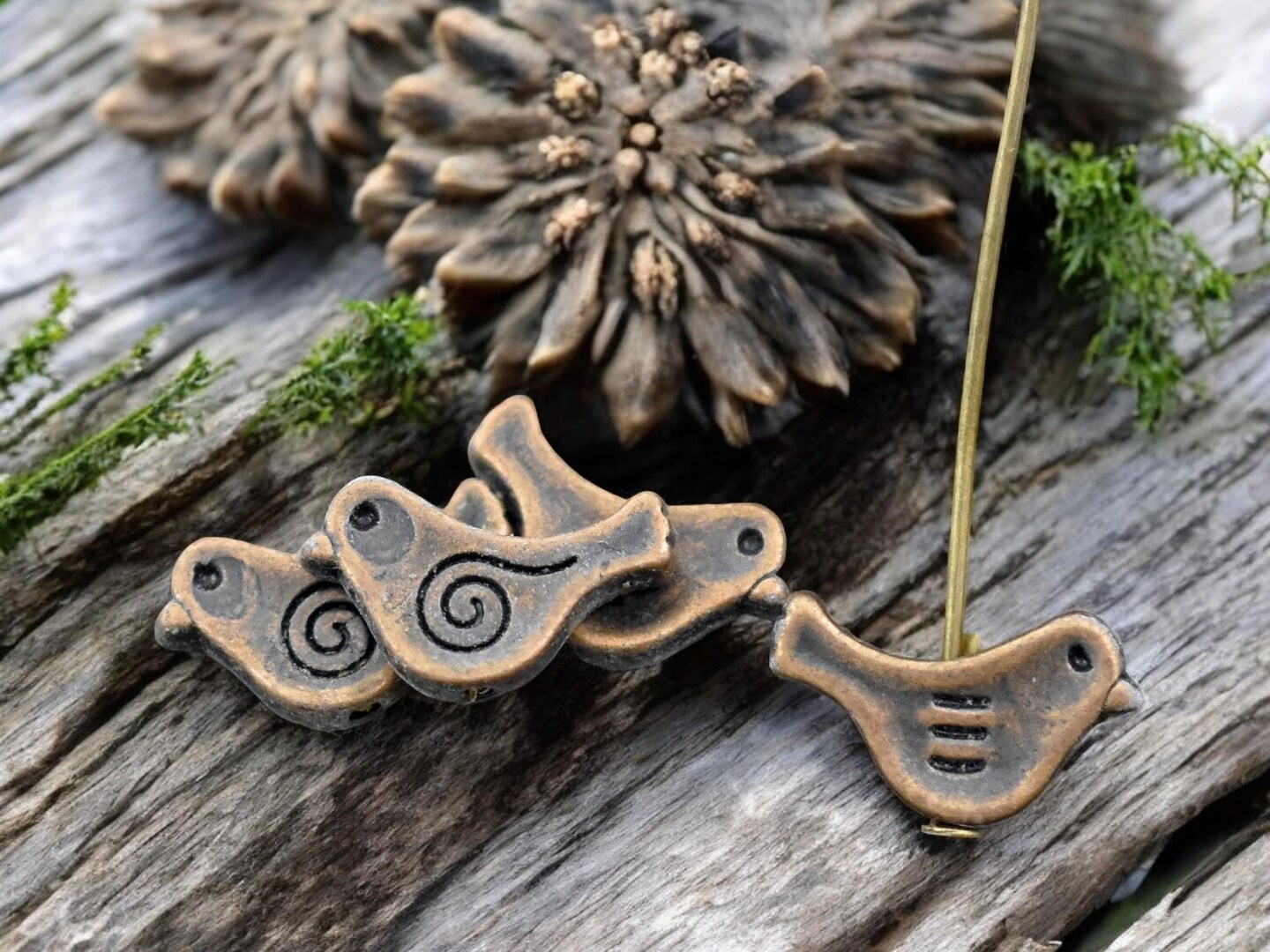 *50* 9x15mm Antique Copper Bird Beads