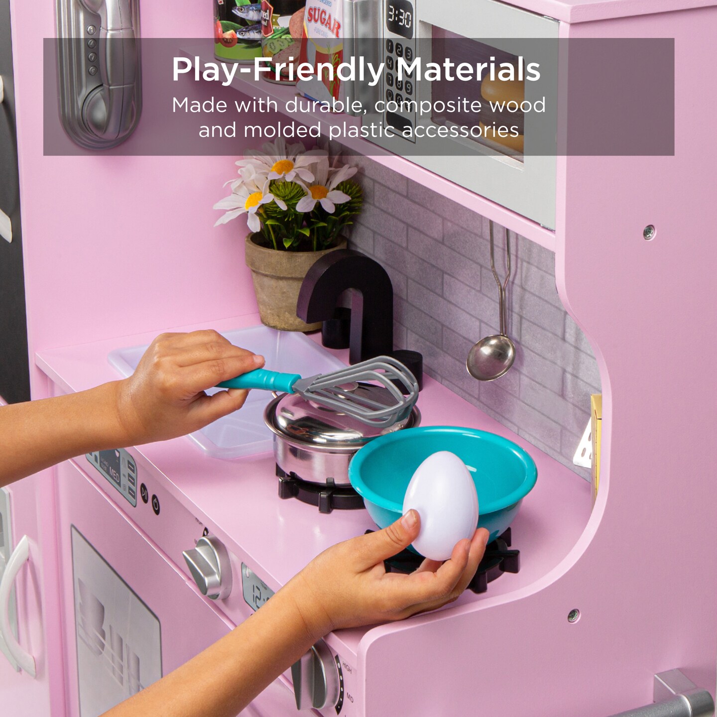 Best Choice Products Pretend Play Kitchen Wooden Toy Set for Kids w/ Telephone, Utensils, Oven, Microwave