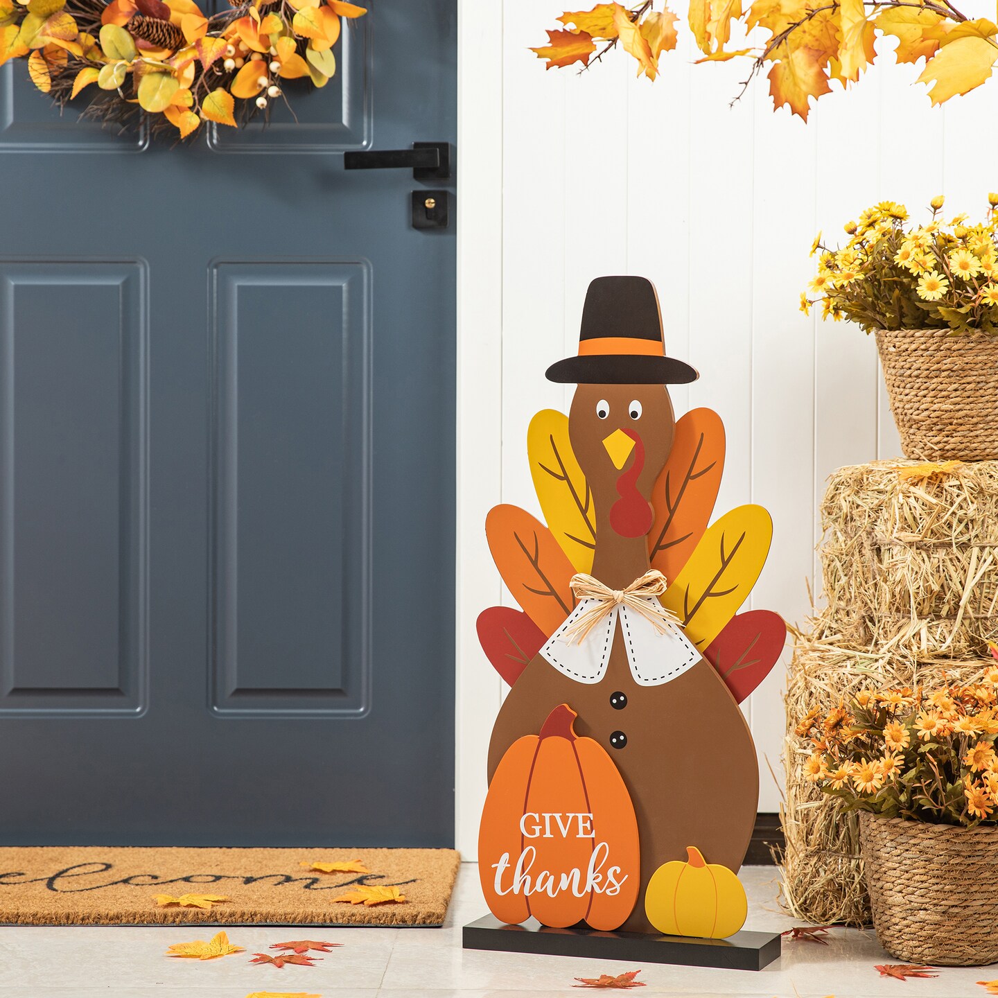 31&#x22;H Thanksgiving Wooden Turkey Porch Decor(KD)
