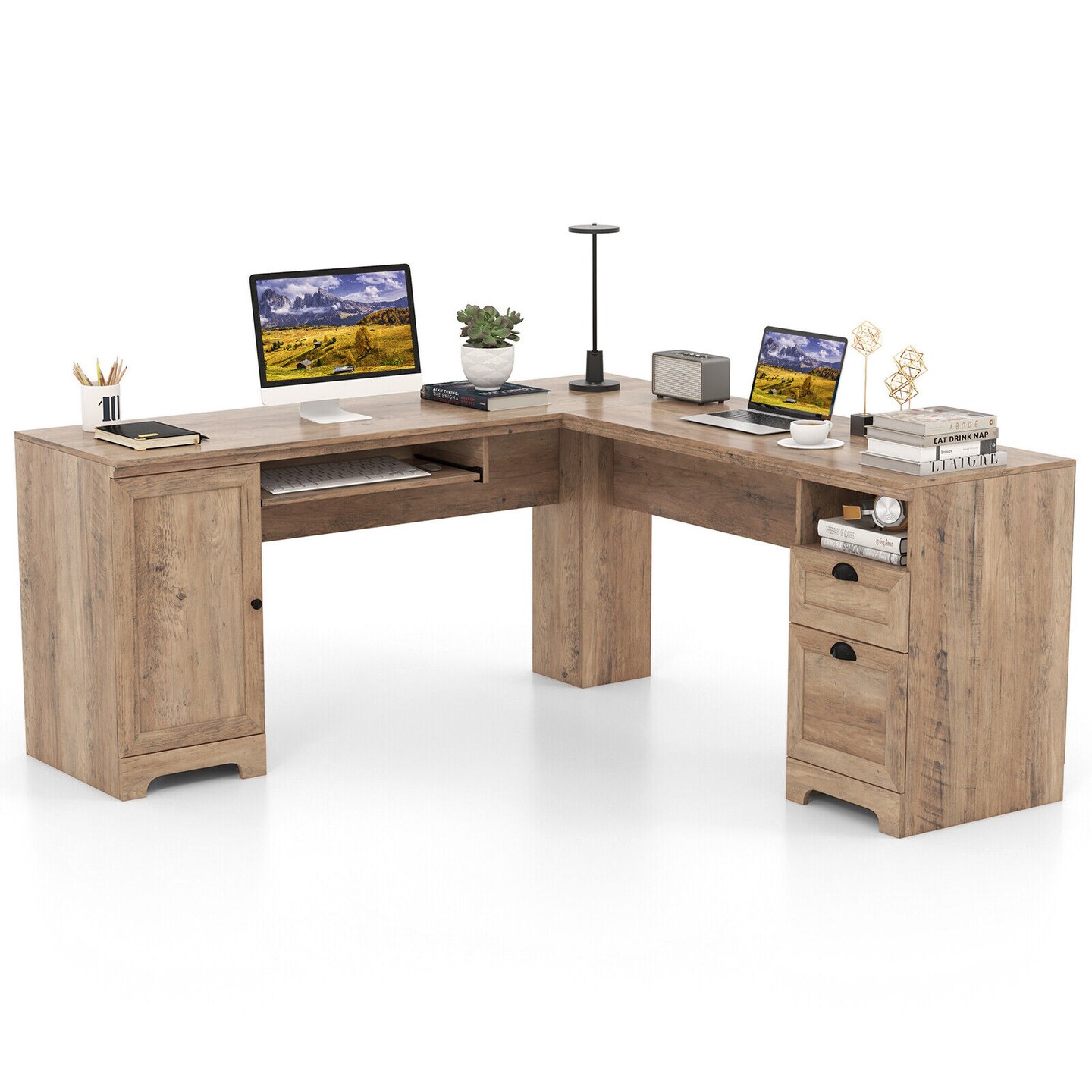 66 Inch L-Shaped Computer Desk