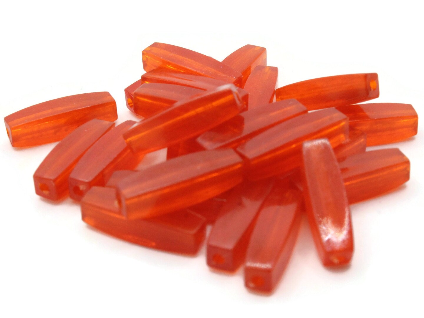 25 16mm Red Vintage Plastic Rectangle Tube Beads