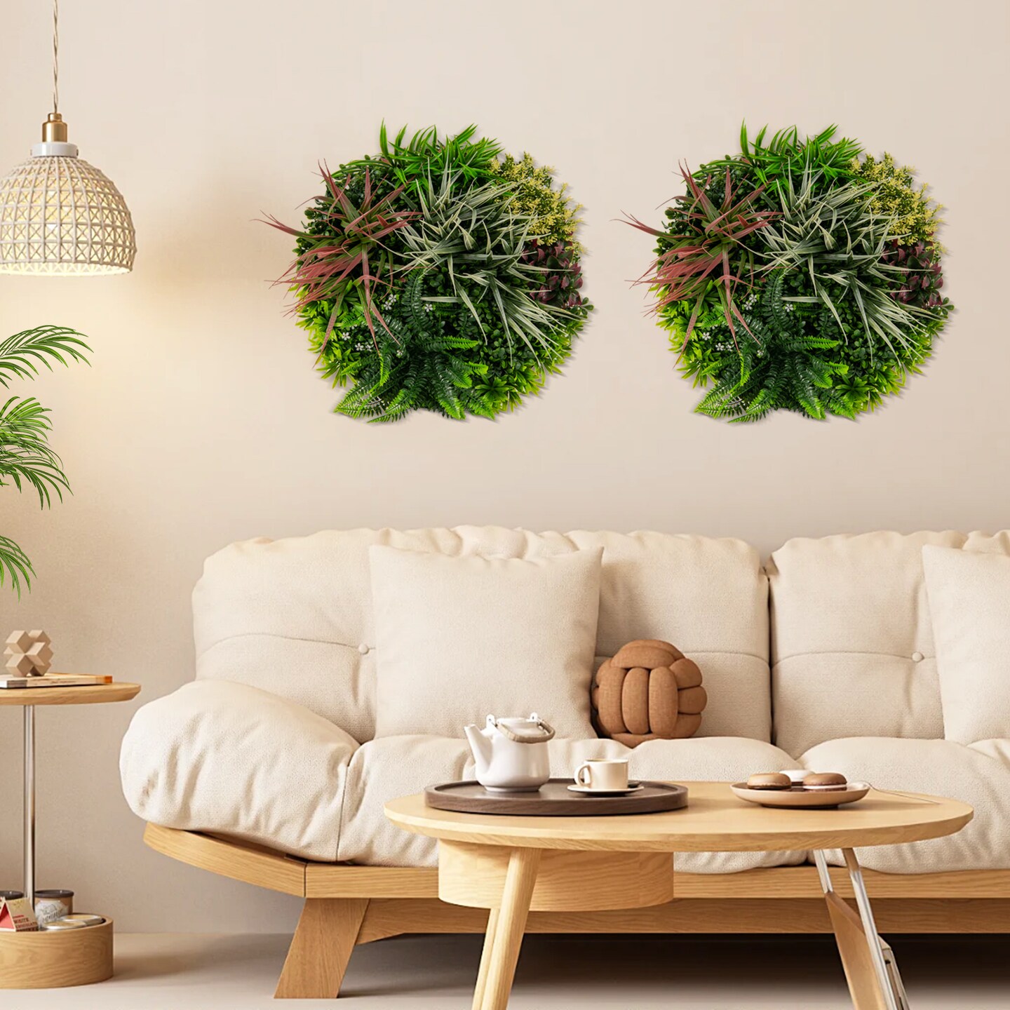 2 Pack Square Framed Artificial Foliage Wall Art - 20&#x22; x 20&#x22; ( L x W)