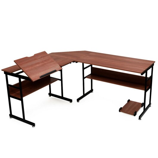 L-Shaped Computer Desk Drafting Table