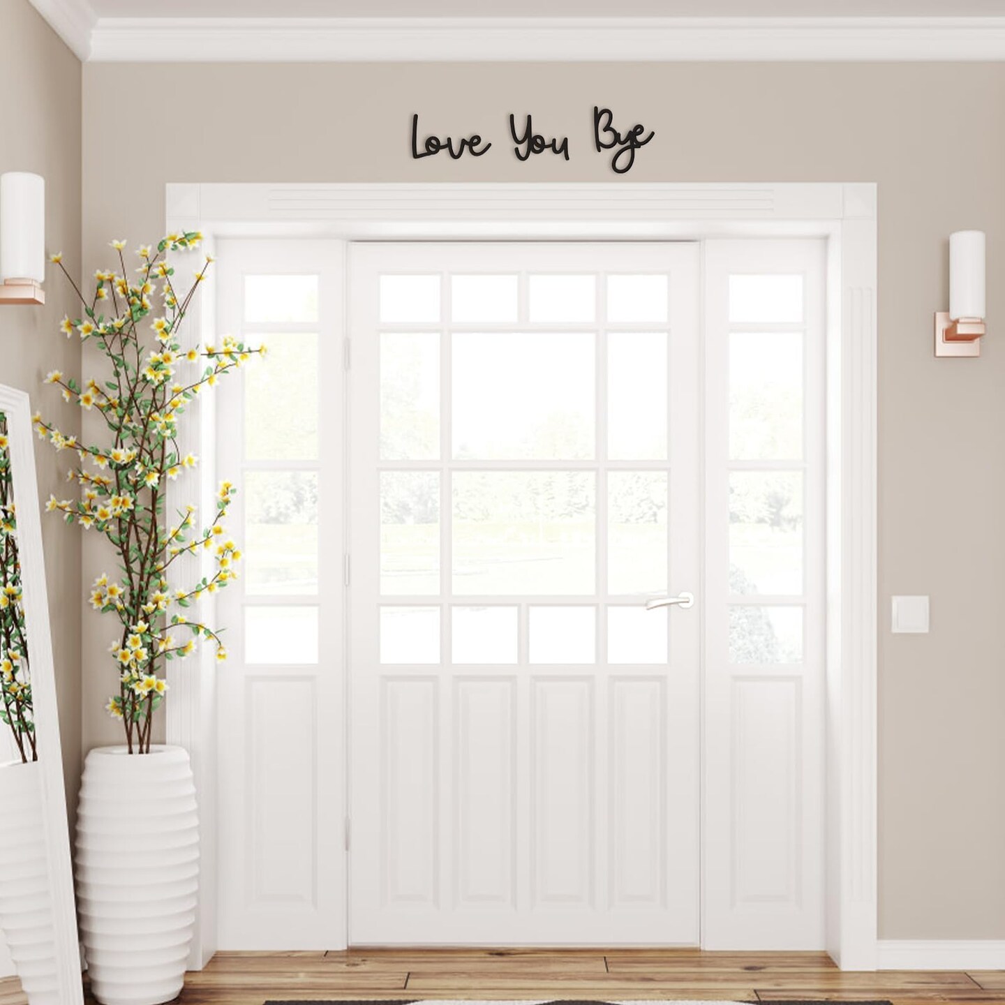 Dripykiaa Love You Bye Wood Sign Home Decor Boho Decor Wall Decor Express Love and Warm for Your Family Lovers Wall Art Gift Hallway Entryway Door Valentine Decorations for Home