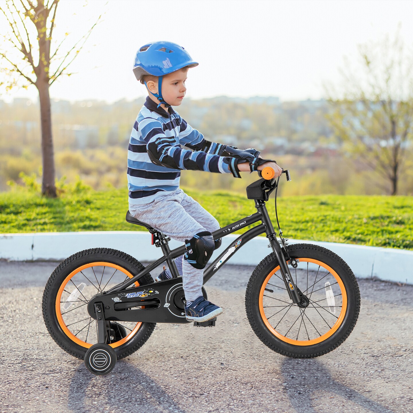 16-Inch Kids Bike Bicycle for Boys Girls 4-7 Adjustable with High Carbon Steel Frame - 45&#x22; x 21&#x22;x 28.5&#x22; (L x W x H)