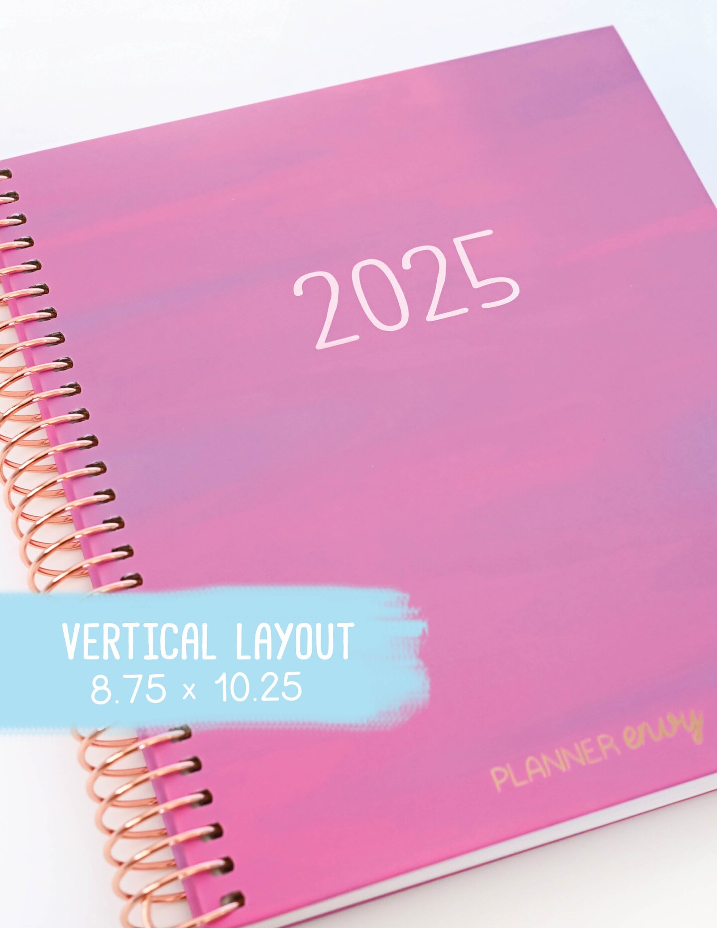 2025 Planner - Vertical Layout, Spiral Bound - &#x22;Fuchsia Strokes&#x22; (#304)
