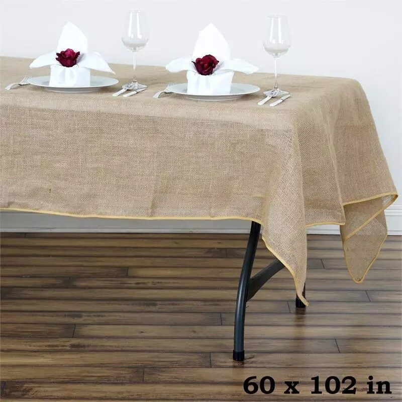 60x102" Natural Brown BURLAP RECTANGLE TABLECLOTH Wedding Party Tradeshow Linens