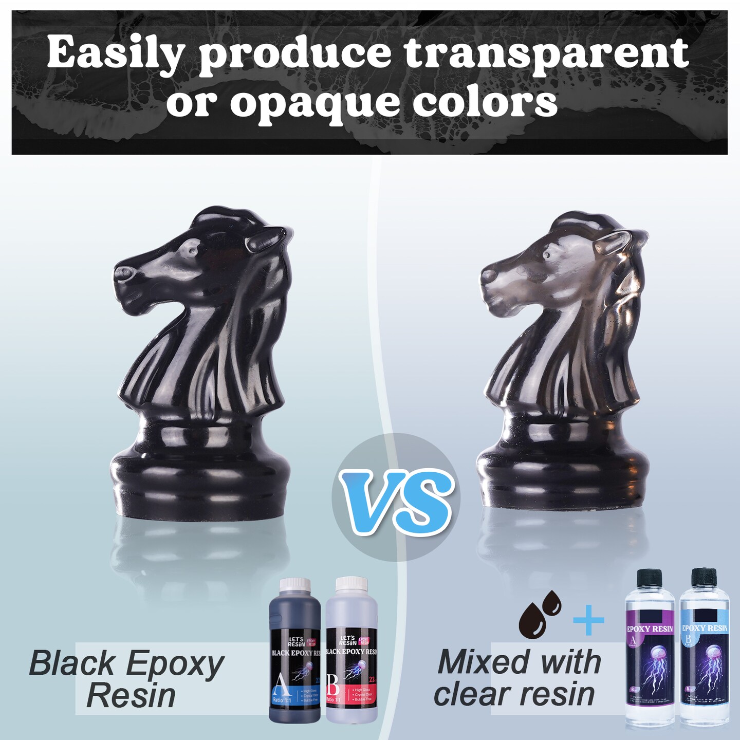 LET'S RESIN EPOXY RESIN Black Resin Epoxy,44OZ Bubble Free & High-Gloss Epoxy Resin Kit,Self Leveling Resin and Hardener for Art Crafts,Jewelry Making,Resin Molds