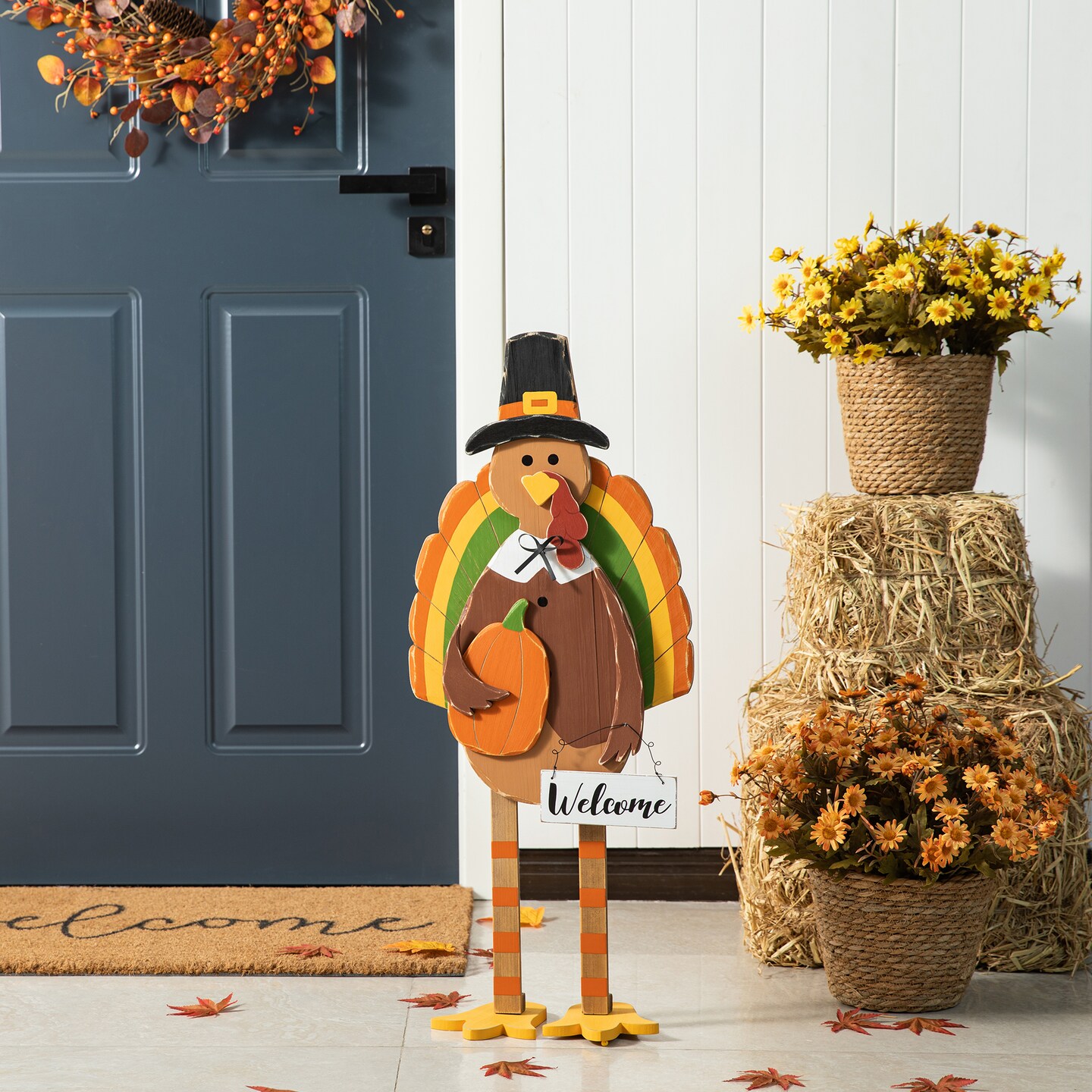 30.25&#x22;H Thanksgiving Wooden Turkey Porch Decor