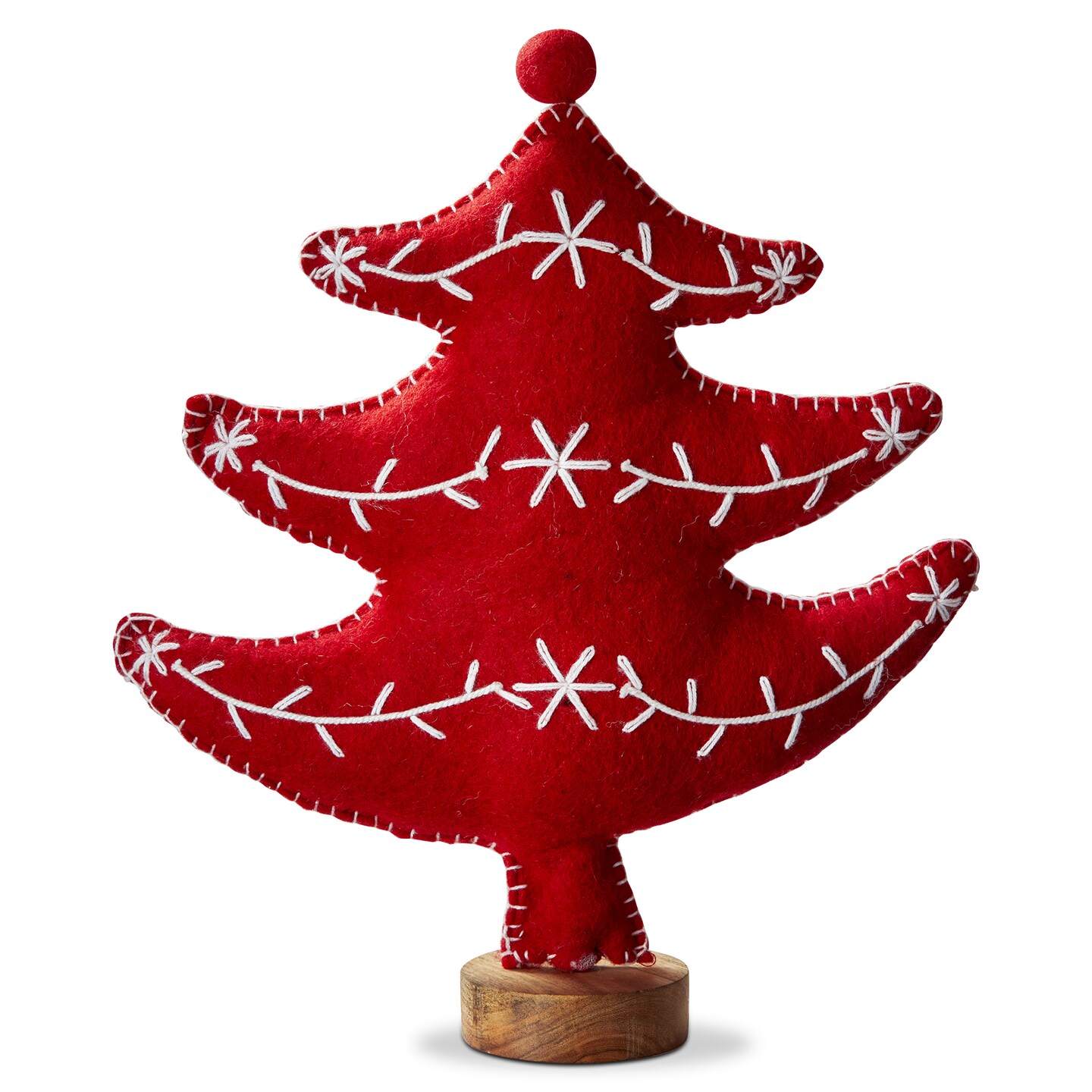 Red Felt Sprig Christmas Tree Decorations for Tabletop or Mantel Large 17 inch