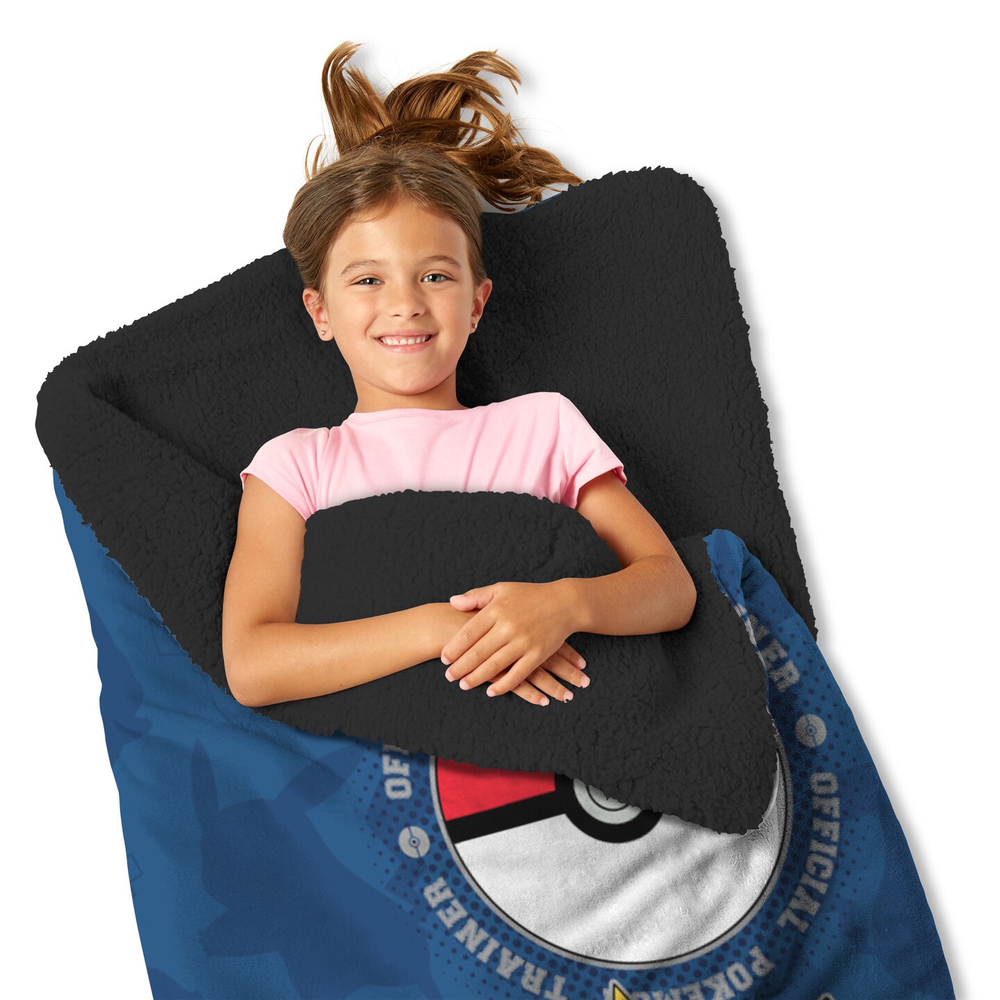 Pokemon Training Center Silk Touch Throw Blanket Sherpa Slumber Bag 27&#xD7;56 Inches