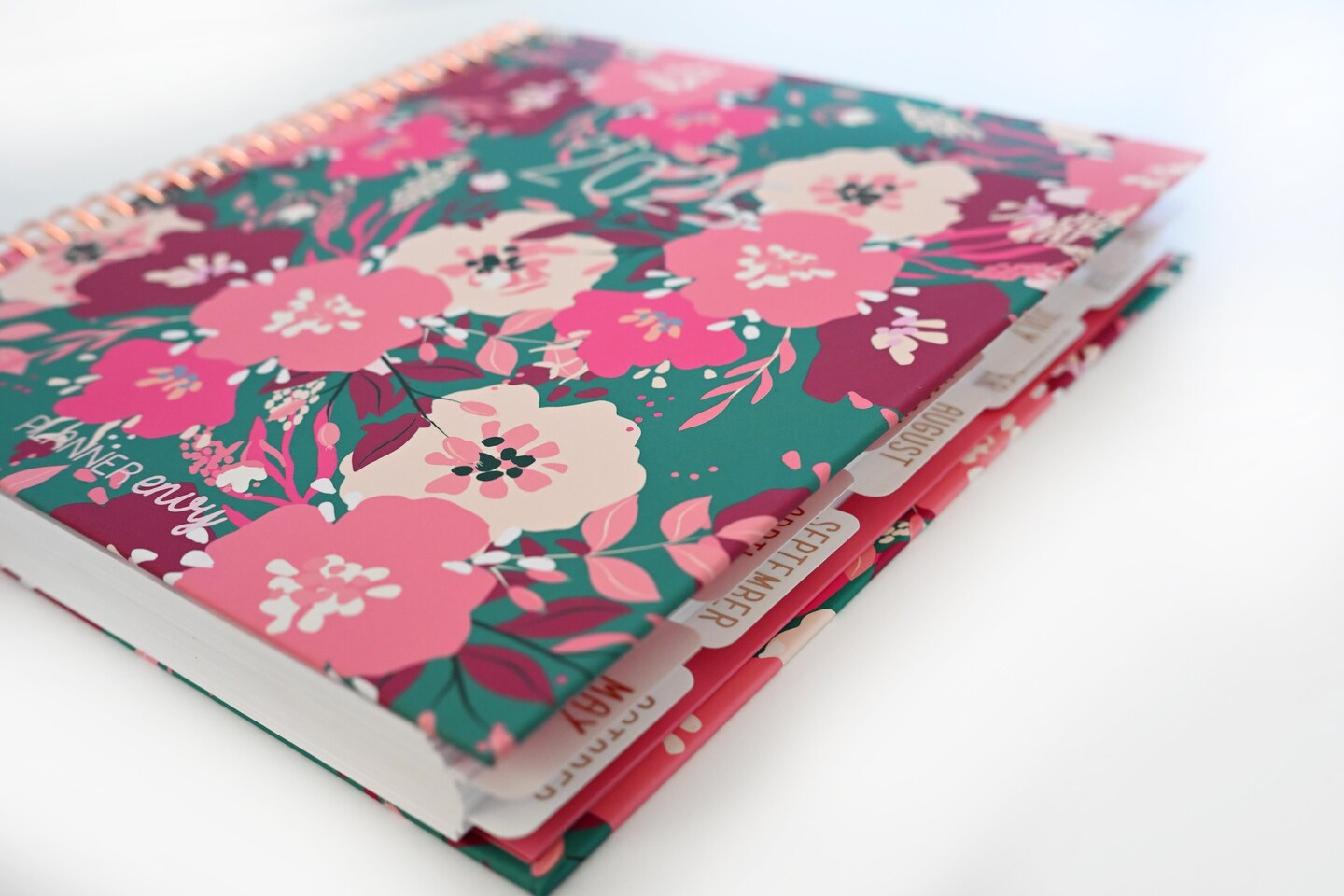 2025 Planner - Horizontal Layout, Spiral Bound - &#x22;Teal &#x26; Pink Floral&#x22; (#105)