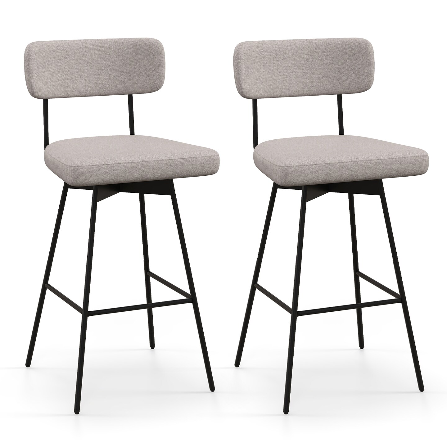 Set of 2 25-Inch Counter Height Upholstered Swivel Bar Stools - 18.5" x 20" x 35.5"