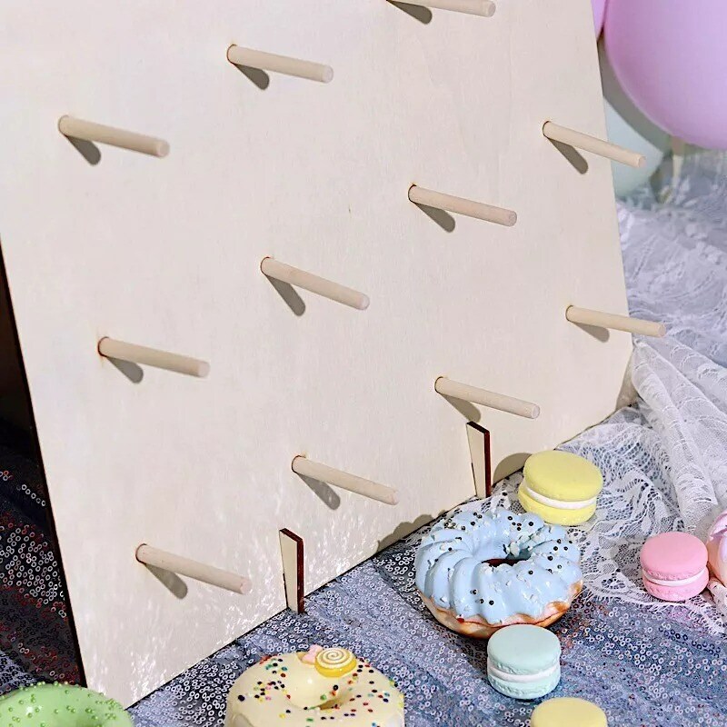 19" Natural Rectangle Wood Board Donut Wall DISPLAY STANDS Party Decorations
