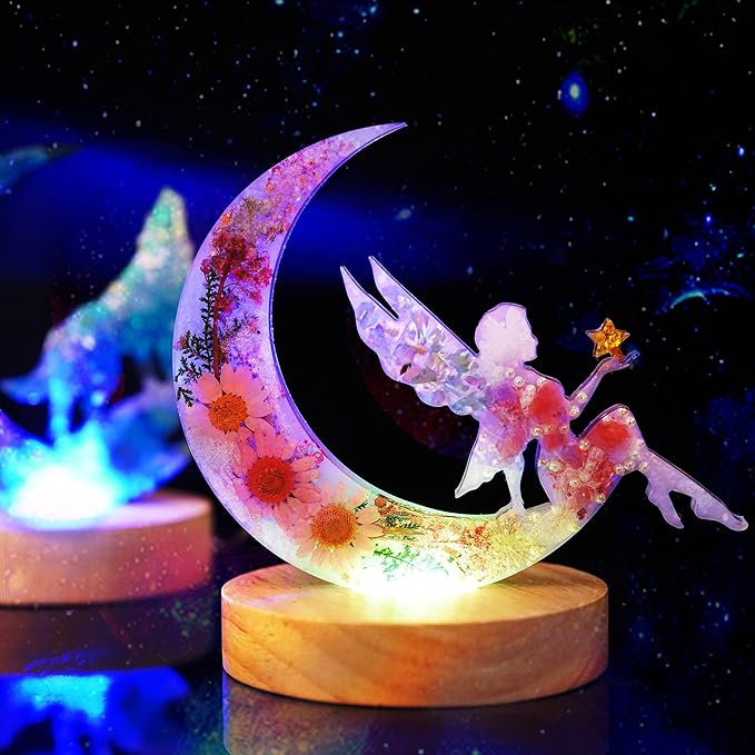 LET&#x27;S RESIN Resin Molds, Crescents Moon Molds, Epoxy Molds, Silicone Molds for Epoxy Resin, Wolf with Moon, Cat with Moon, Unicorn with Moon