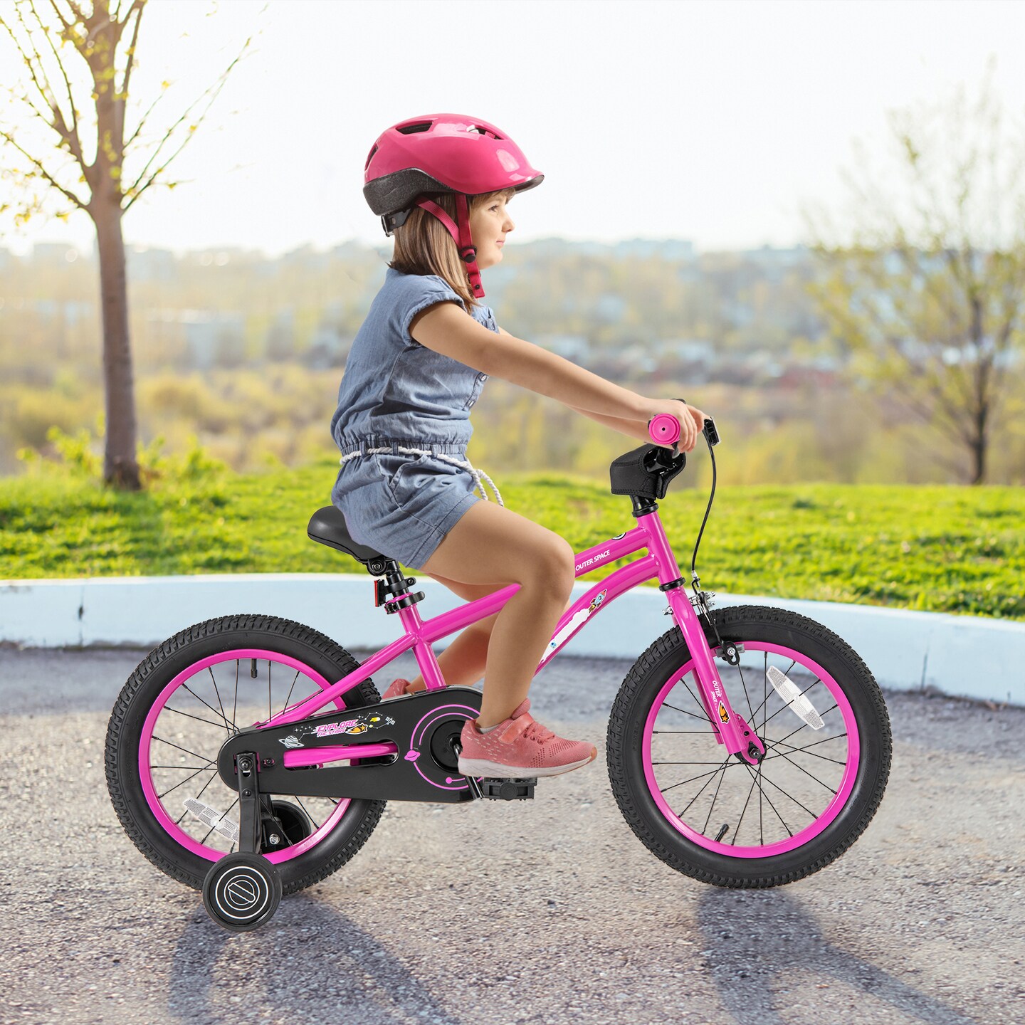 16-Inch Kids Bike Bicycle for Boys Girls 4-7 Adjustable with High Carbon Steel Frame - 45&#x22; x 21&#x22;x 28.5&#x22; (L x W x H)