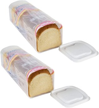 Buddeez Bread Buddy Bread Box – Bread Container for Storage in Kitchen Counter, Sandwich Bread Holder, Saver & Keeper, Bread Bin for Countertop, White Lid, (2 Pack)