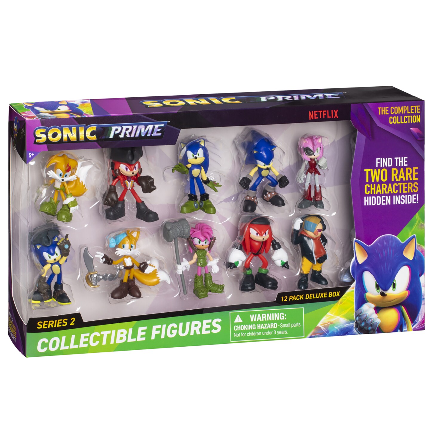 Sonic Prime: Deluxe Box V2 - 12 Pack Collectible Figures - 2.5" Characters, Includes 2 Rare Hidden Figures, Netflix Series, Licensed Figures, Ages 3+