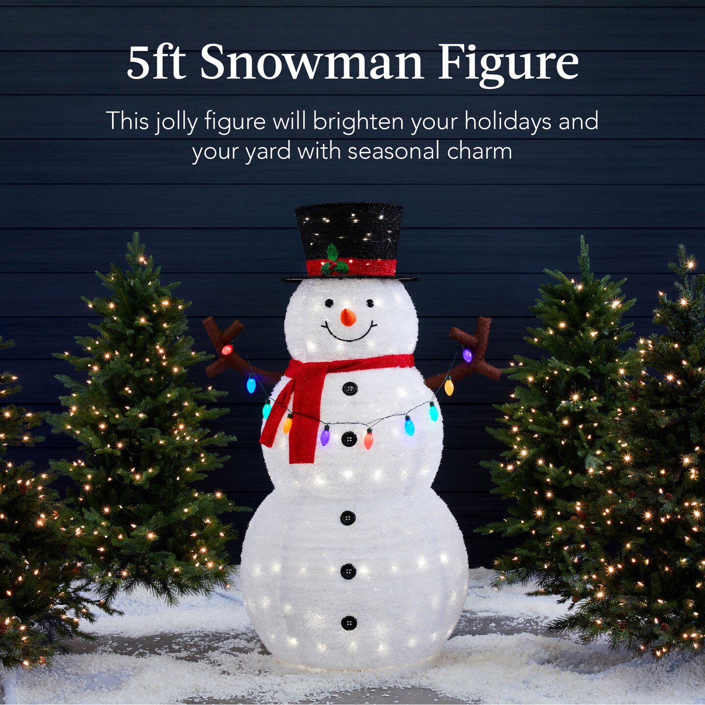 Best Choice Products 5ft Lighted Pop-Up Snowman, Outdoor Christmas Holiday Decoration w/ 200 LED Lights, Hat, Scarf