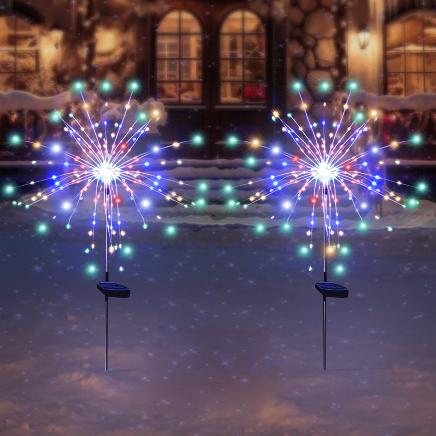 SolarEra Christmas Solar Garden Lights Solar Lights Outdoor Waterproof 2 Pack Solar Powered Firework Stake Lights 120 LED Sparklers Solar Outside Lights for Yard Pathway Flowerbed Decor Colorful Micha...