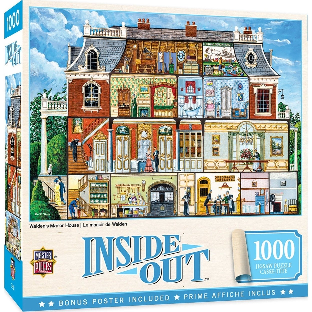 Masterpieces Inside Out 1000 Piece Jigsaw Puzzle Walden Manor House Recycled