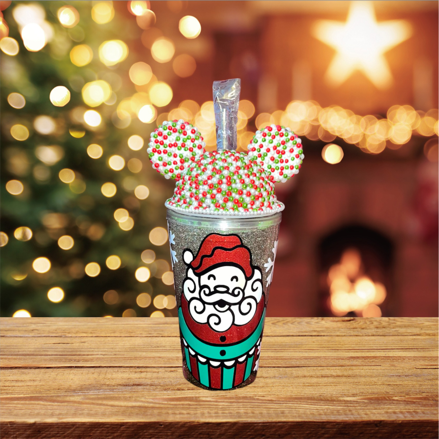 Custom 16oz snow globe Santa tumbler | MakerPlace by Michaels