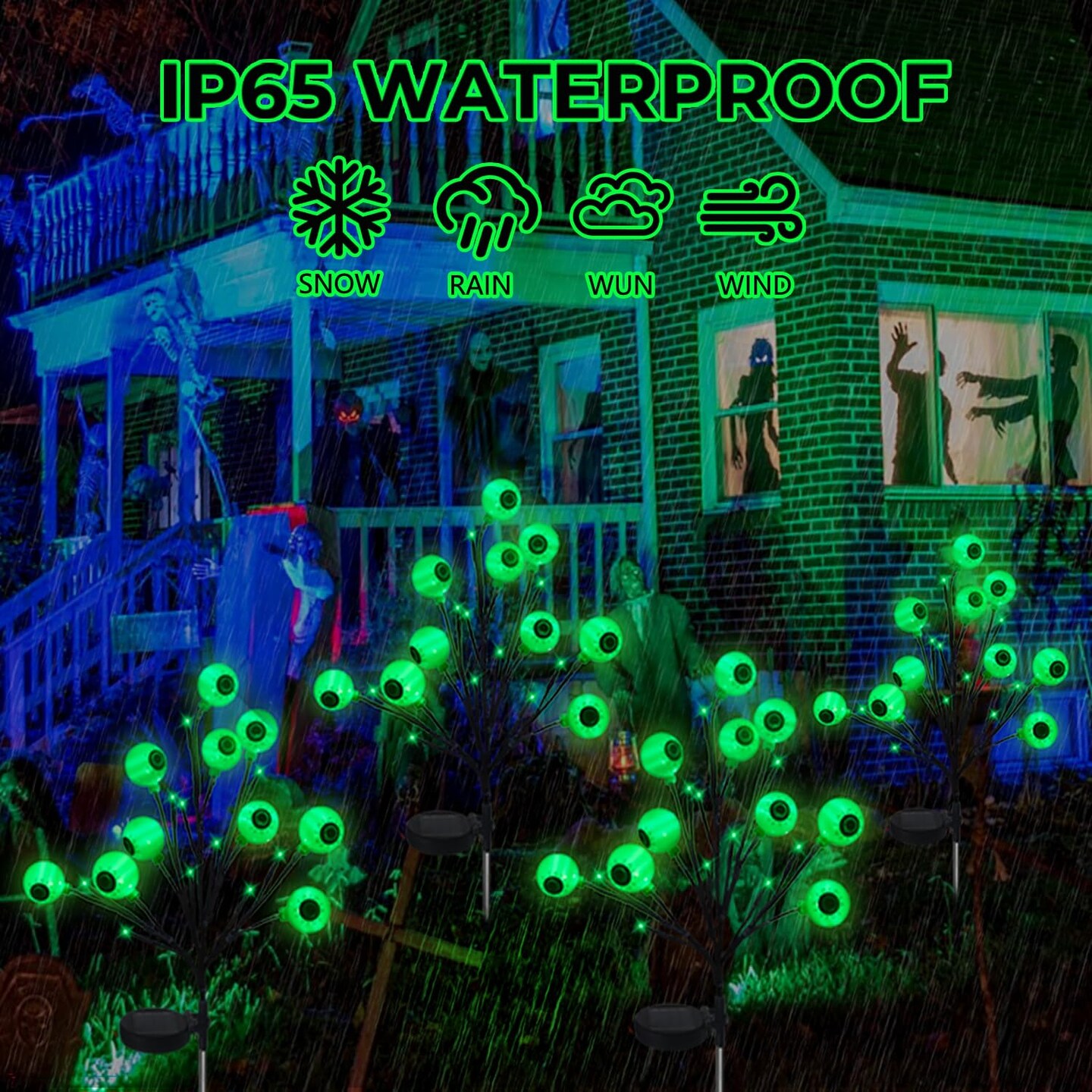 Ohwewant 2 Packs Solar Halloween Stake Lights for Outdoor Halloween Decorations, 2 Modes Scary Eyeball Solar Halloween Pathway Lights, Waterproof Outdoor Halloween Decor Lights for Yard Patio Pathway