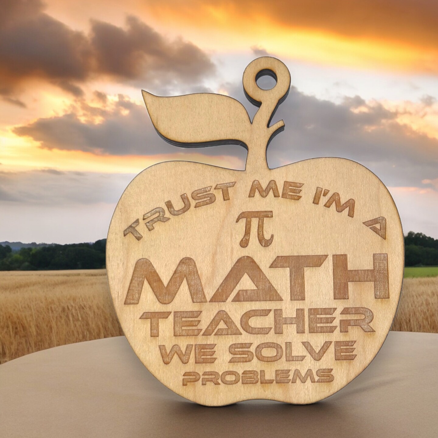 Ornament - Trust Me I&#x27;m a Math Teacher We Solve Problems - Raw Wood 3x3in