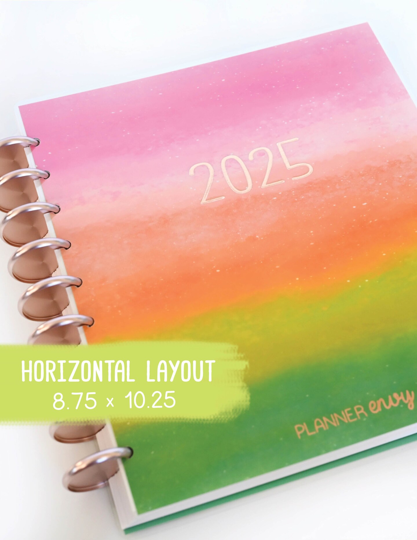 2025 Planner - Horizontal Layout, Disc Bound - &#x22;Rainbow Glitz&#x22; (#701)