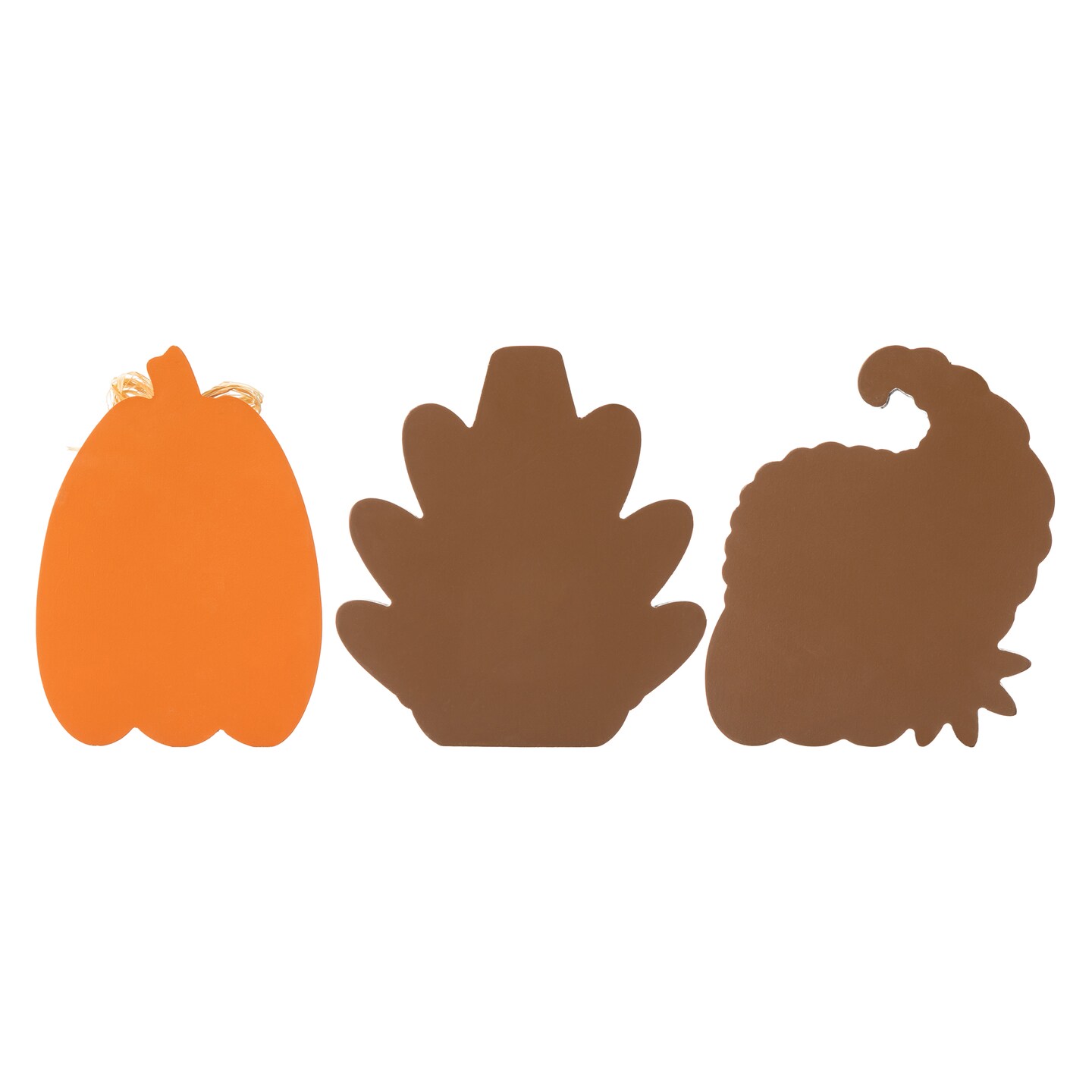 7&#x22;H Set of 3 Thanksgiving Wooden Pumpkin, Turkey &#x26; Croissant Table Decor