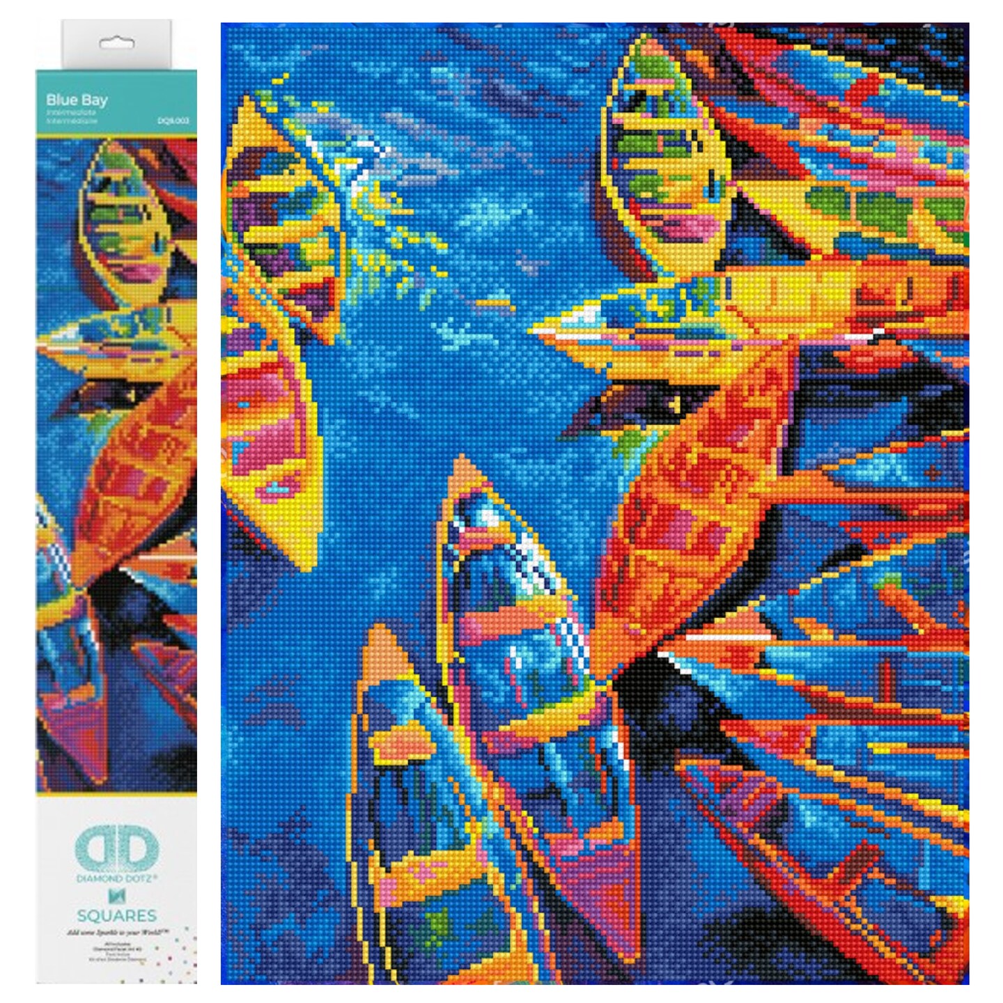 Diamond Dotz Blue Bay Boat Diamond Painting Kits for Adults - Diamond Art Kits a Relaxing Creative Craft Kit with Dotz Gems 17.7&#x22;x13.8&#x22;