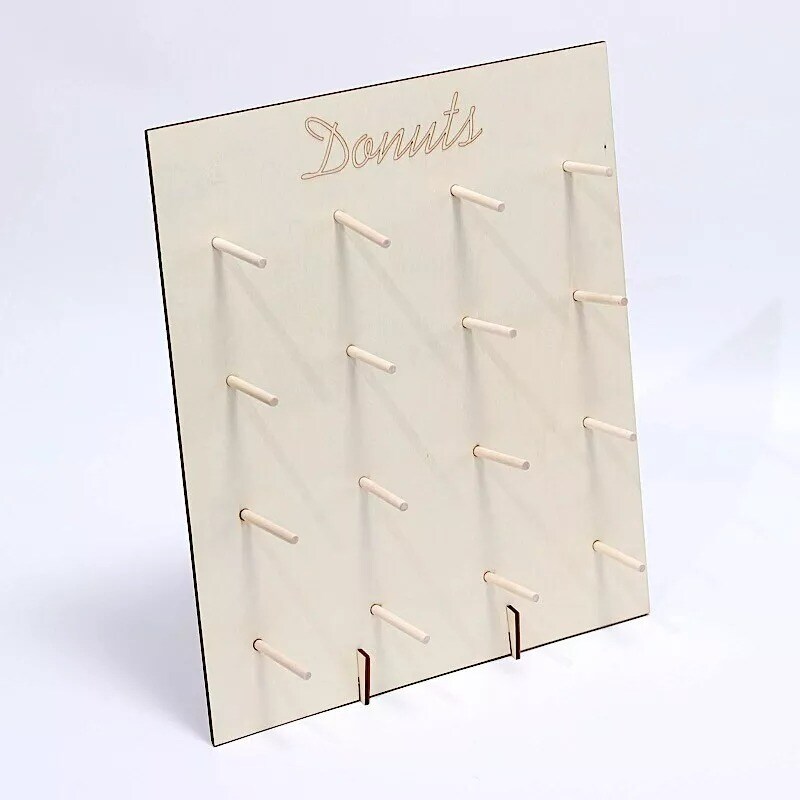 19" Natural Rectangle Wood Board Donut Wall DISPLAY STANDS Party Decorations