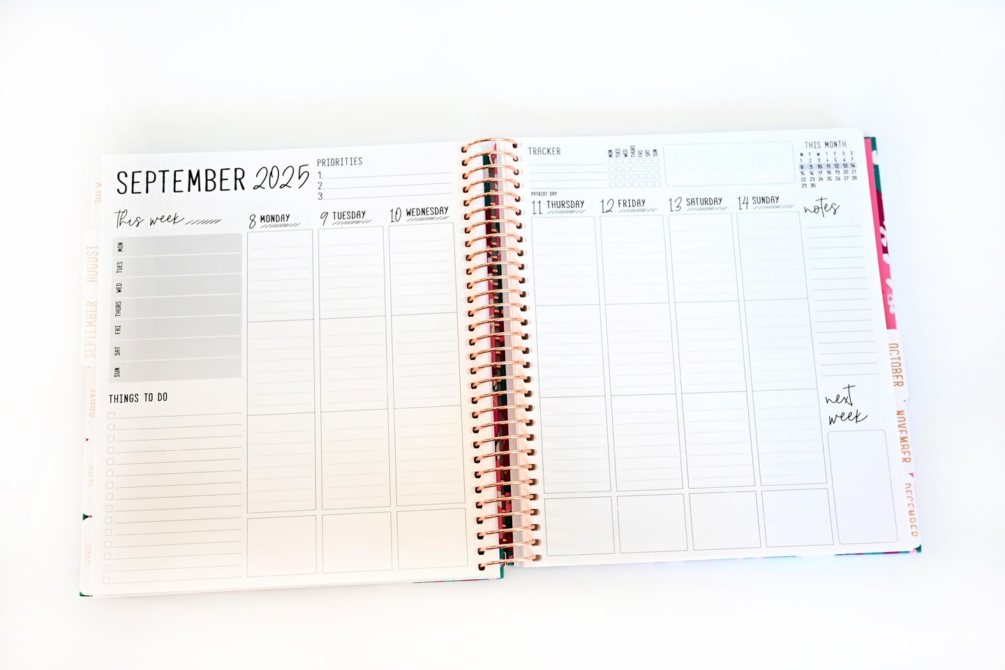 2025 Planner - Vertical Layout, Spiral Bound - "Golden Leaves" (#307)