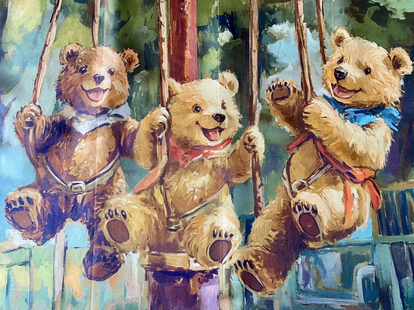 Pure Silk Square Scarf - Teddy Bears 27 In, Mulberry Twill Silk