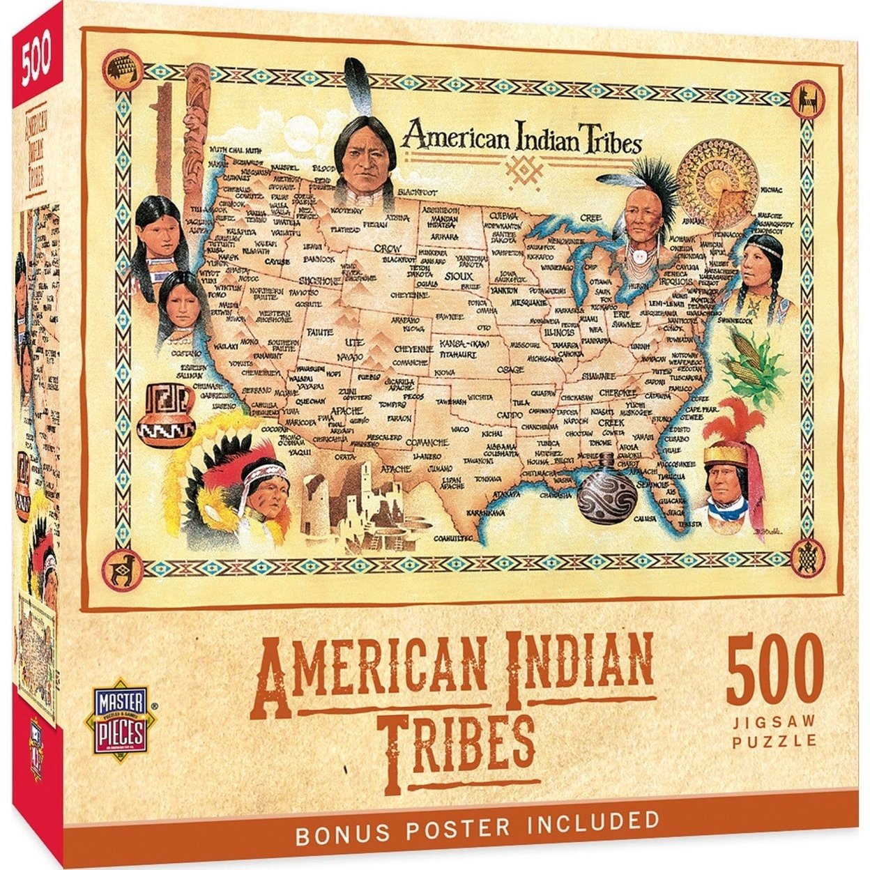 Masterpieces 500 Piece Jigsaw Puzzle American Indian Tribes 15 X 21 Eco-Friendly