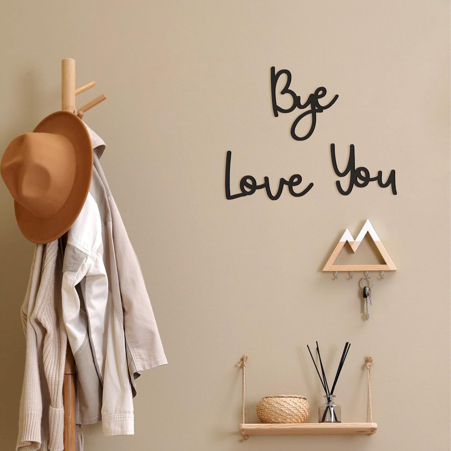 Dripykiaa Love You Bye Wood Sign Home Decor Boho Decor Wall Decor Express Love and Warm for Your Family Lovers Wall Art Gift Hallway Entryway Door Valentine Decorations for Home